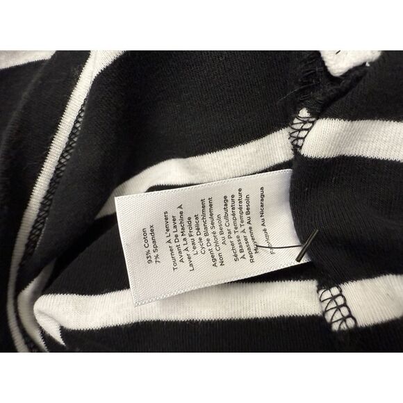 Talbots Stretch Weekend Tee Women's Striped Cotton Pocket Tee Black White Large - Picture 7 of 7